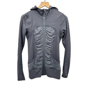 lululemon athletica Pure Balance Jacket Hooded Ruched Hoodie In Coal Gray
